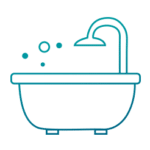 Blue icon of a bathtub